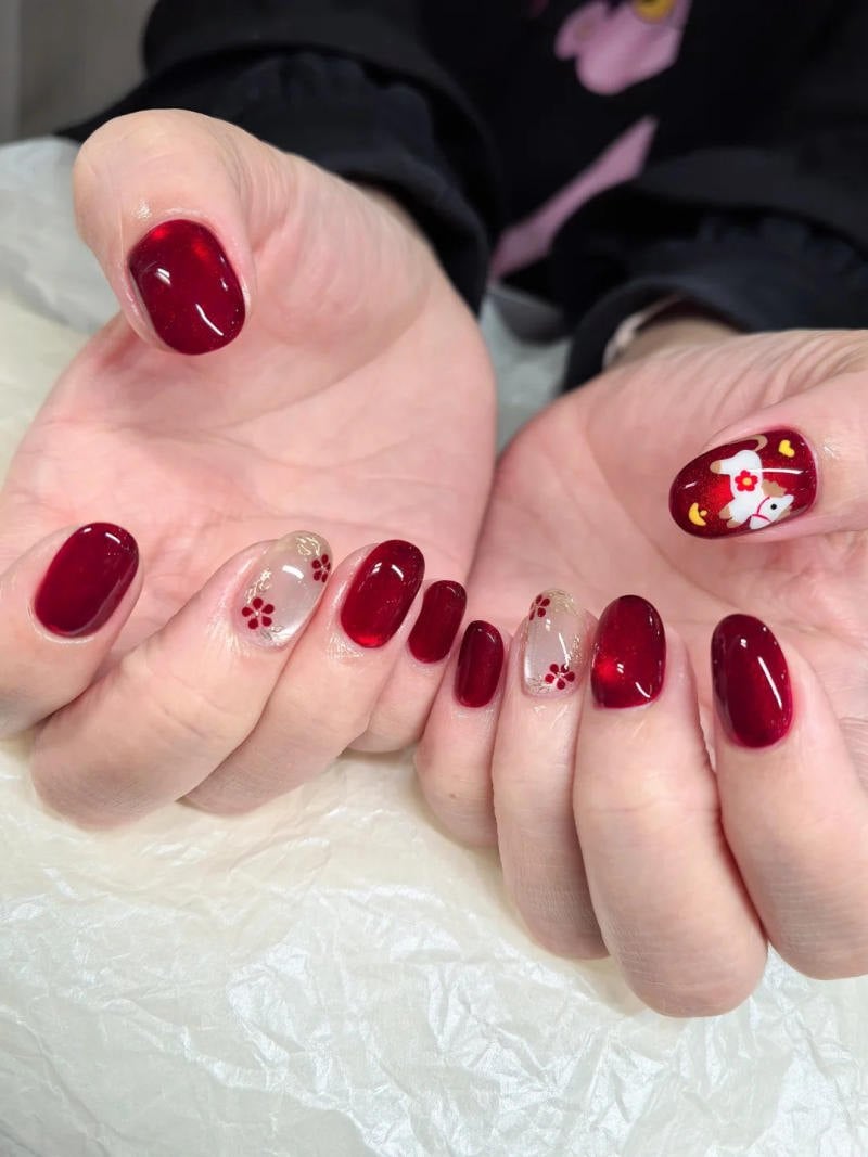 Nail tết dáng ngắn thanh lịch