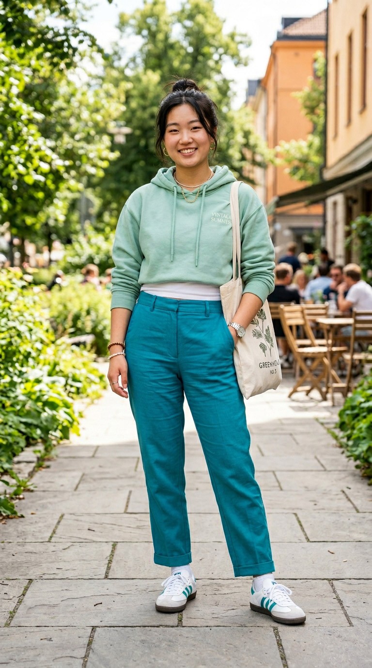 Tươi mới khi phối xanh cổ vịt cùng xanh bạc hà