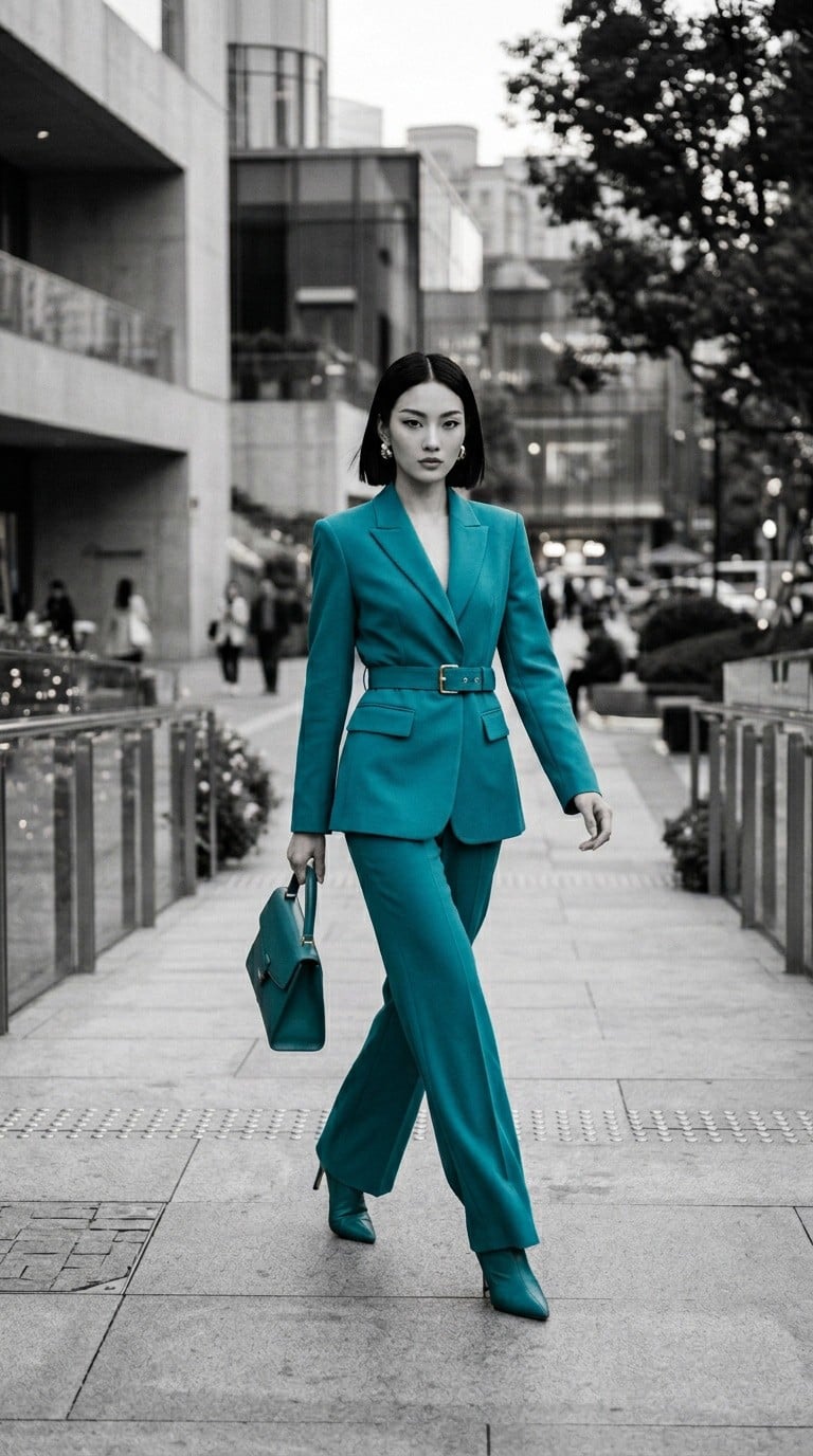 Độc đáo khi kết hợp cùng chính màu xanh cổ vịt