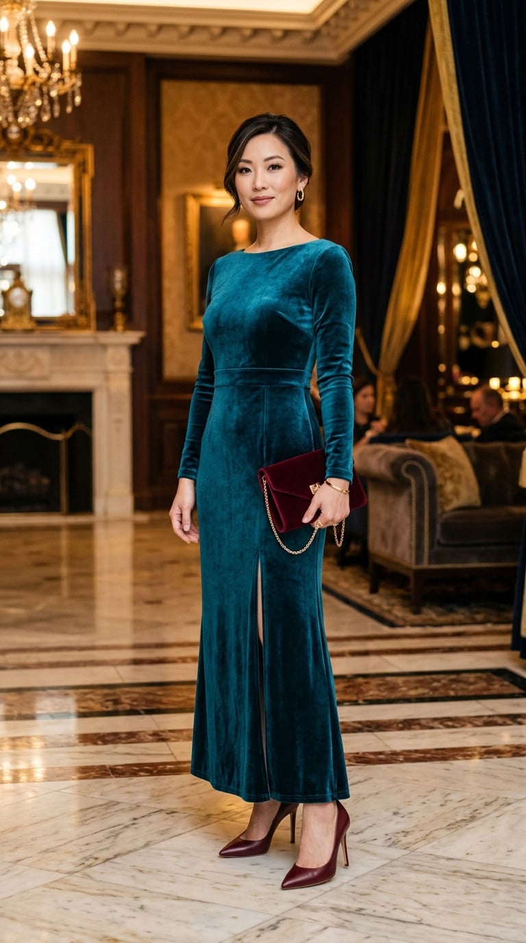 Sang trọng với xanh cổ vịt và đỏ rượu (Burgundy)