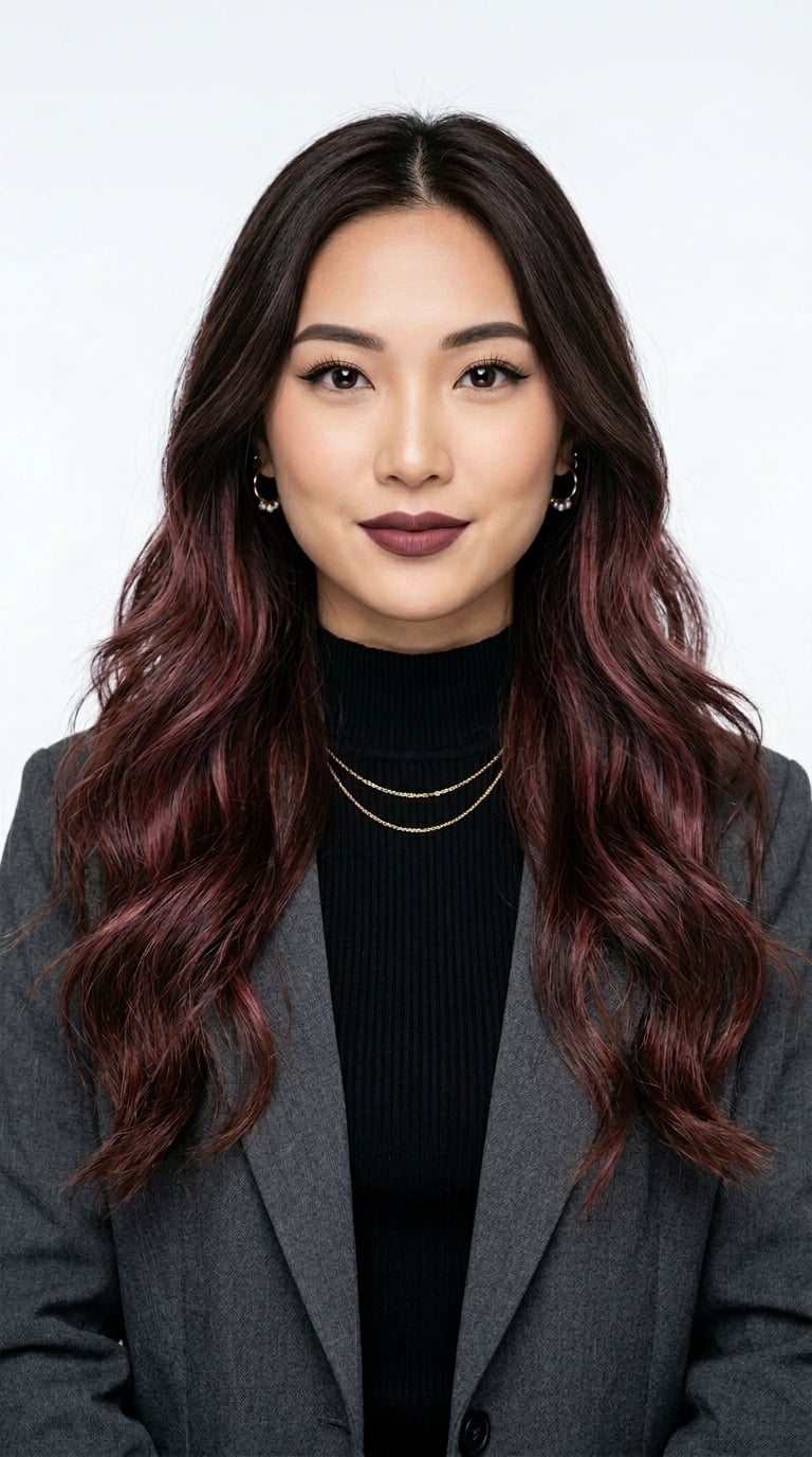 Nhuộm tóc Balayage Nâu Đỏ Rosewood
