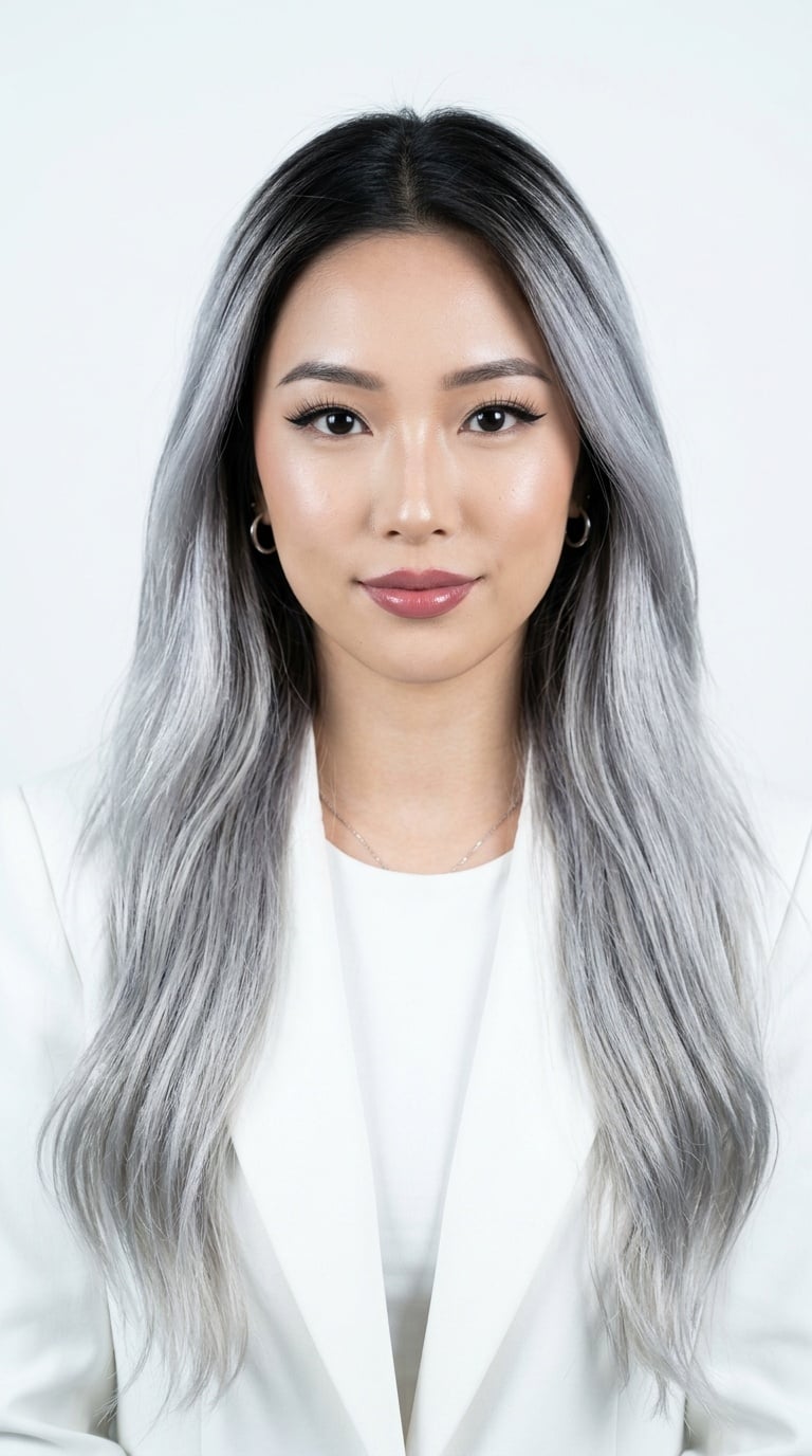 Màu nhuộm tóc Balayage Xám Bạc