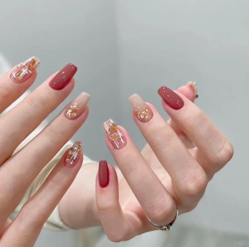 Mẫu nail đẹp đón tết ombre