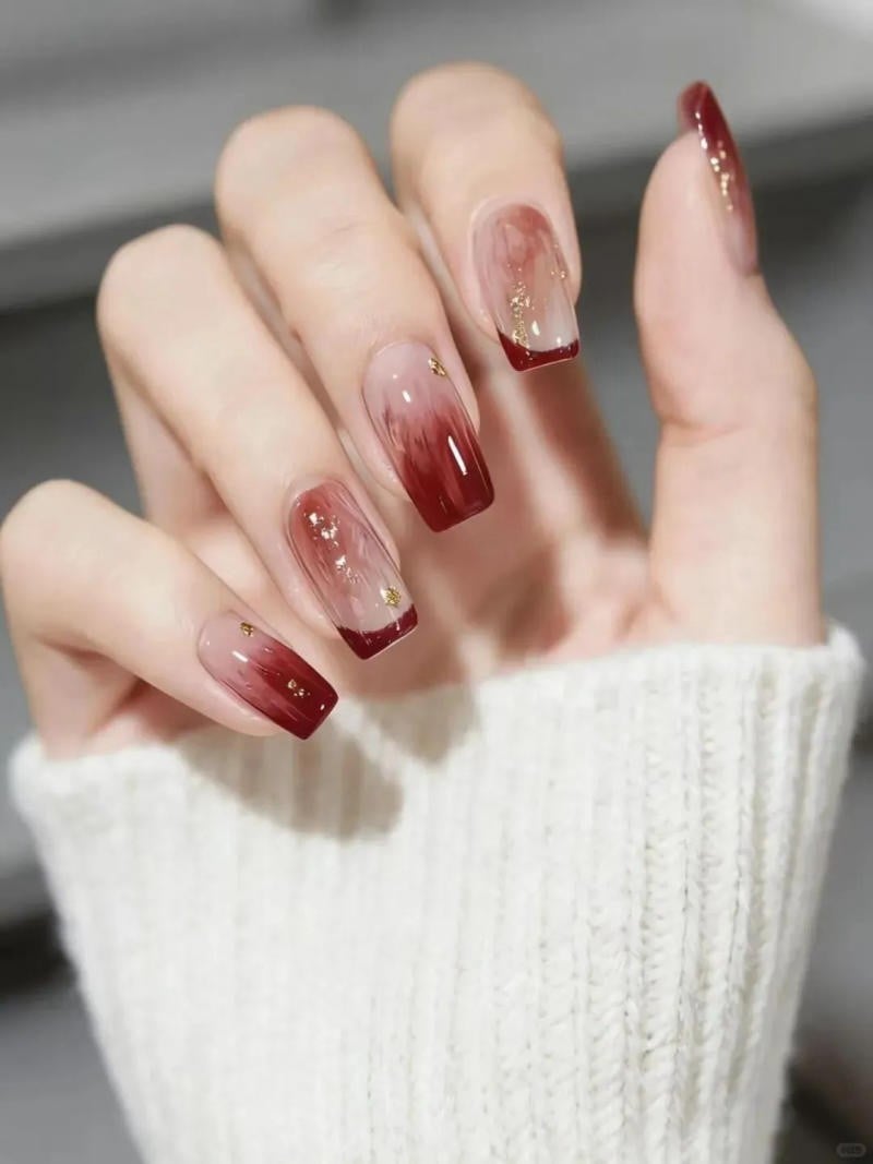 Mẫu nail đẹp đón tết ombre