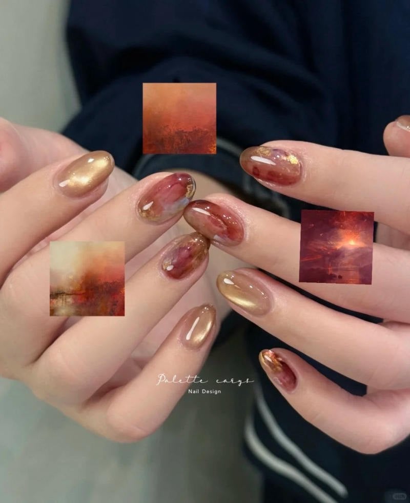 Mẫu nail đẹp đón tết ombre