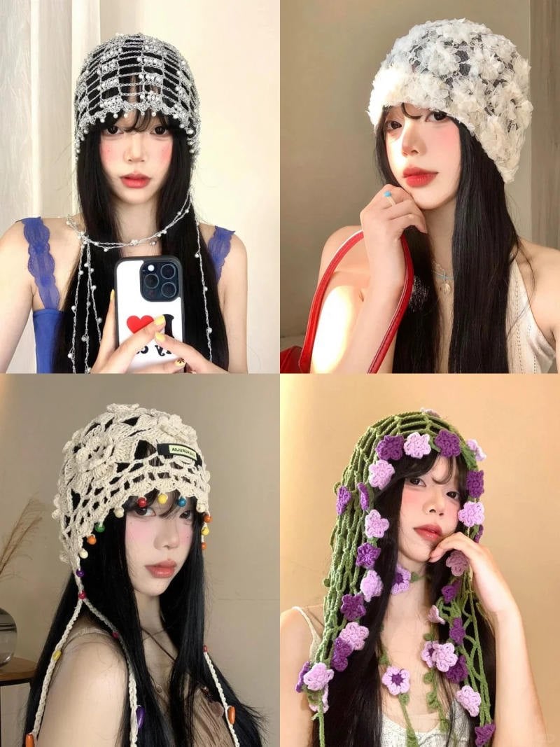 Mũ Bonnet Ren & Lụa