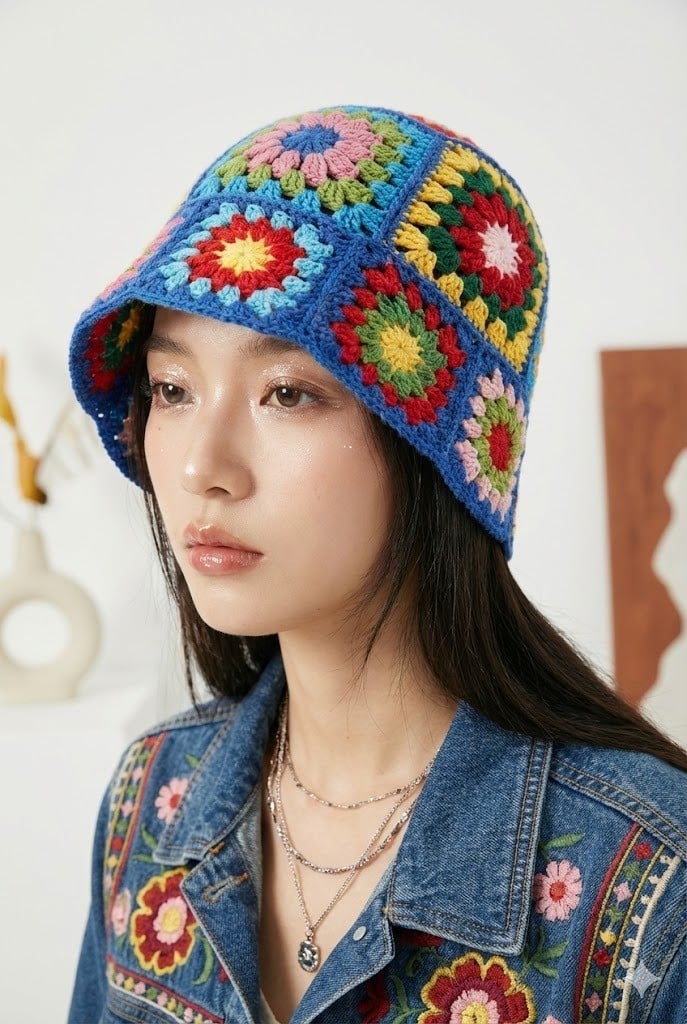 Mũ len Granny Square