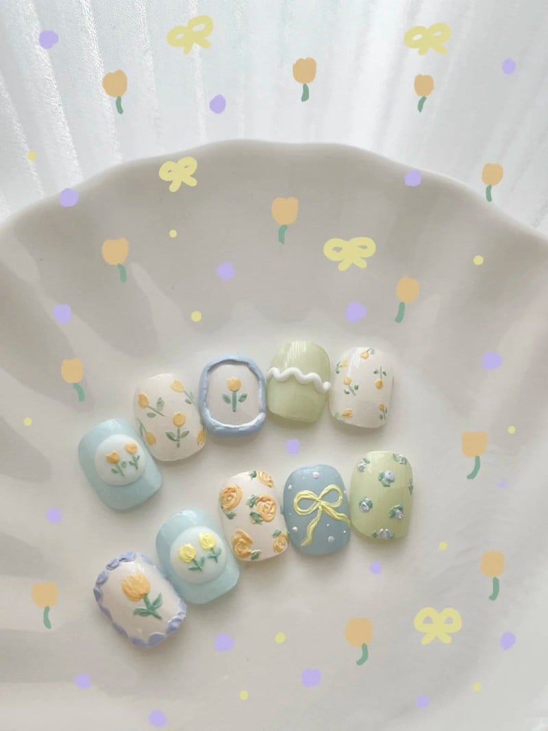 những mẫu nail đẹp cho móng ngắn