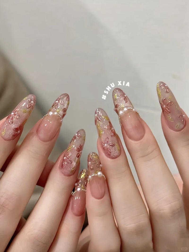 Mẫu nail hoa nhí