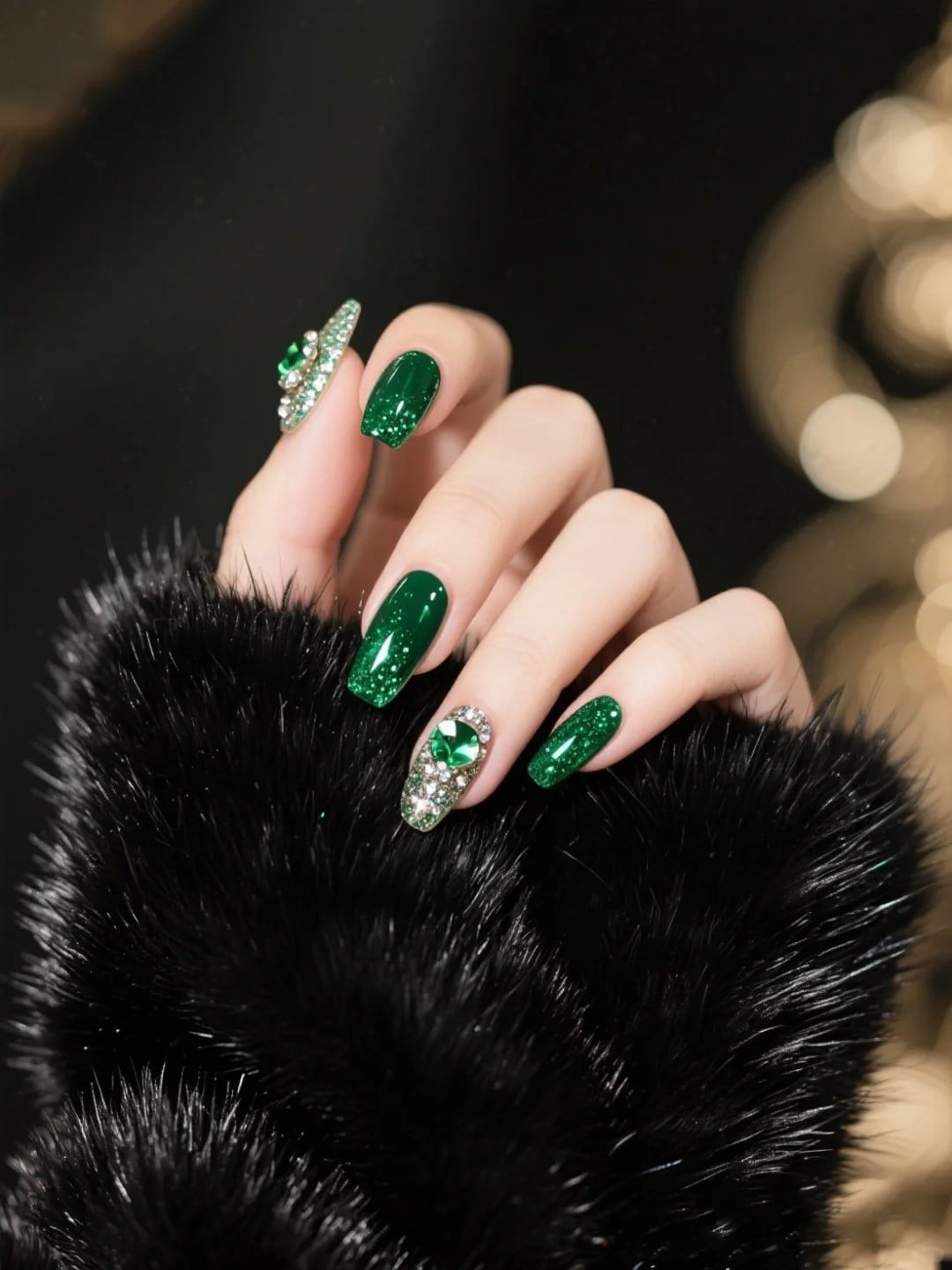 Nail Tết màu xanh lá tôn da