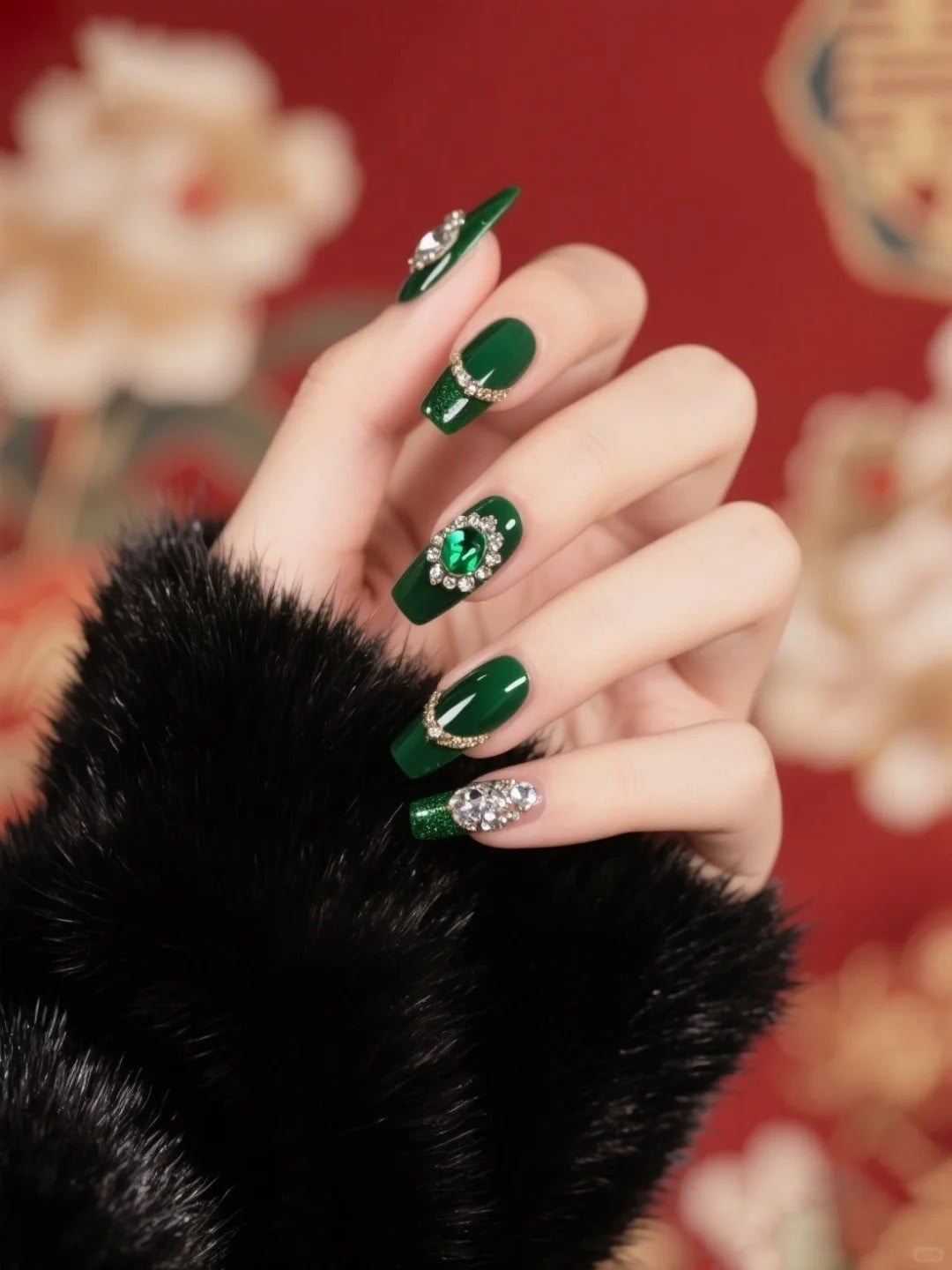 Nail Tết màu xanh lá tôn da