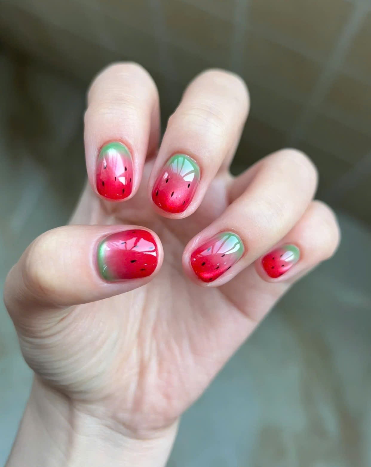 Mẫu nail dưa hấu mát lạnh cho ngày hè