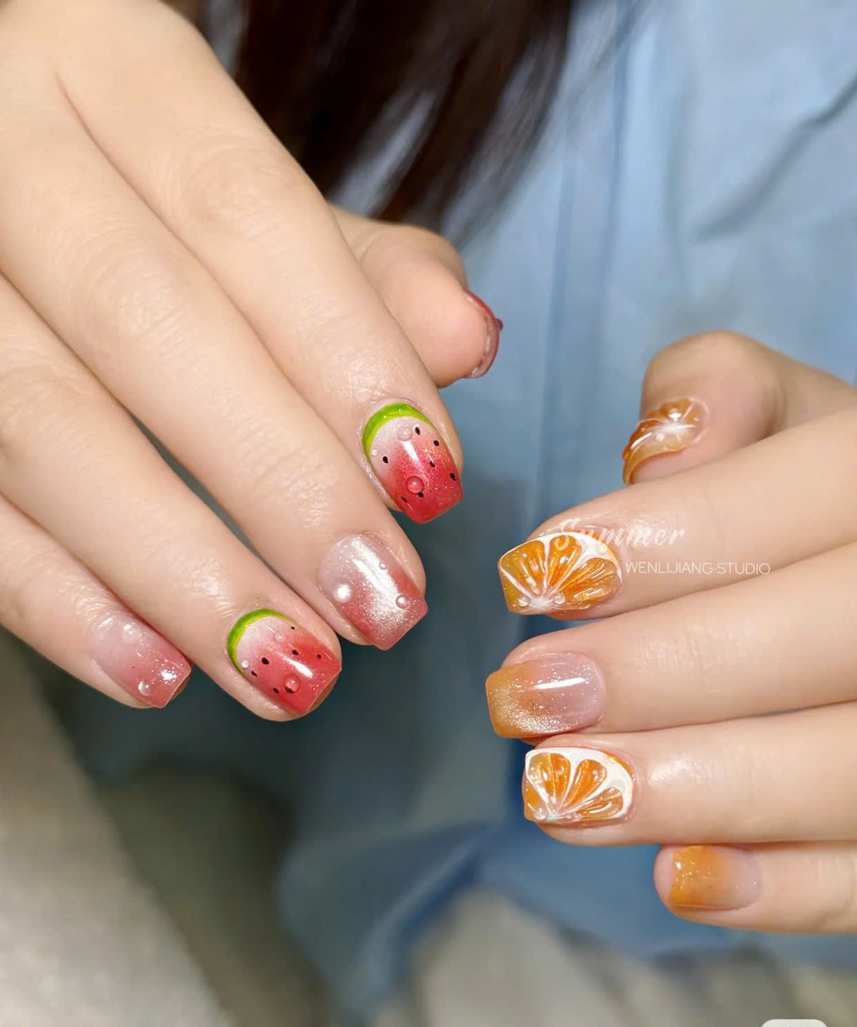 Mẫu nail dưa hấu mát lạnh cho ngày hè