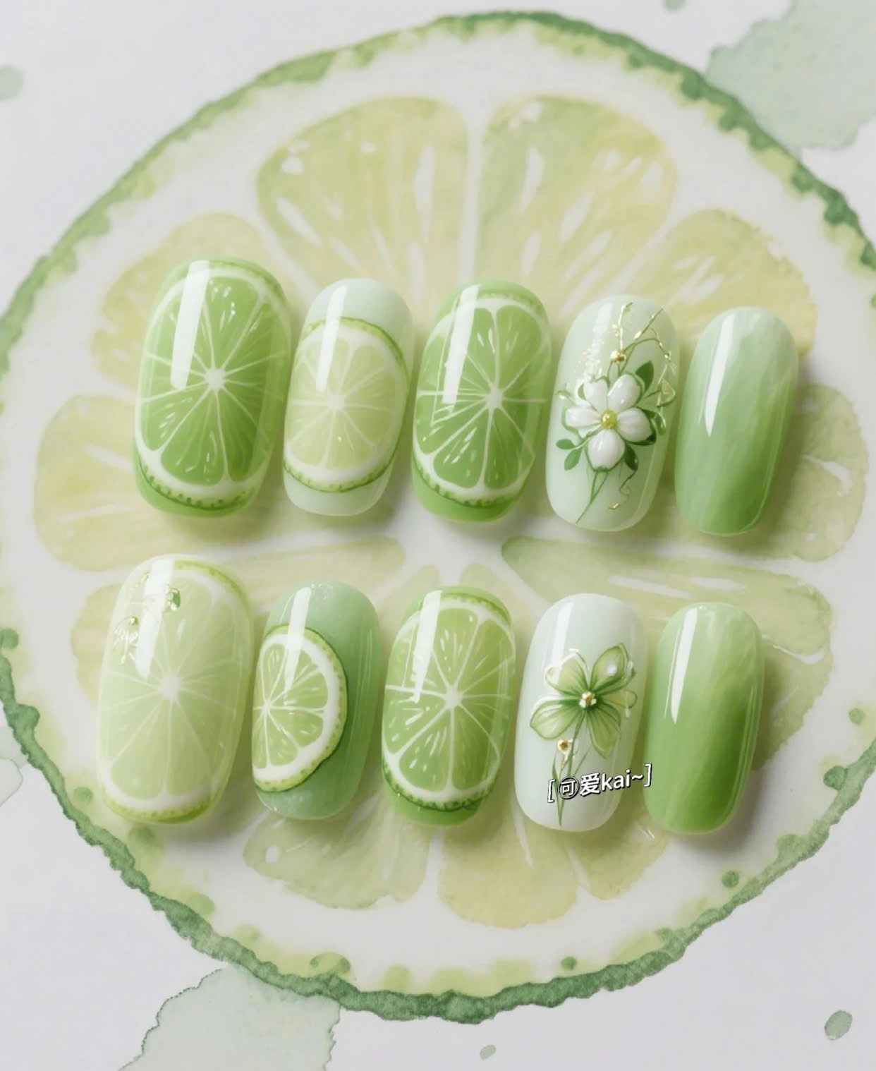 Mẫu nail chanh vàng/cam tươi tắn, rạng rỡ