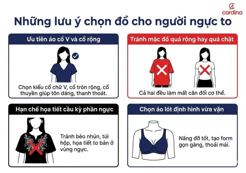 ngực to nên mặc áo gì