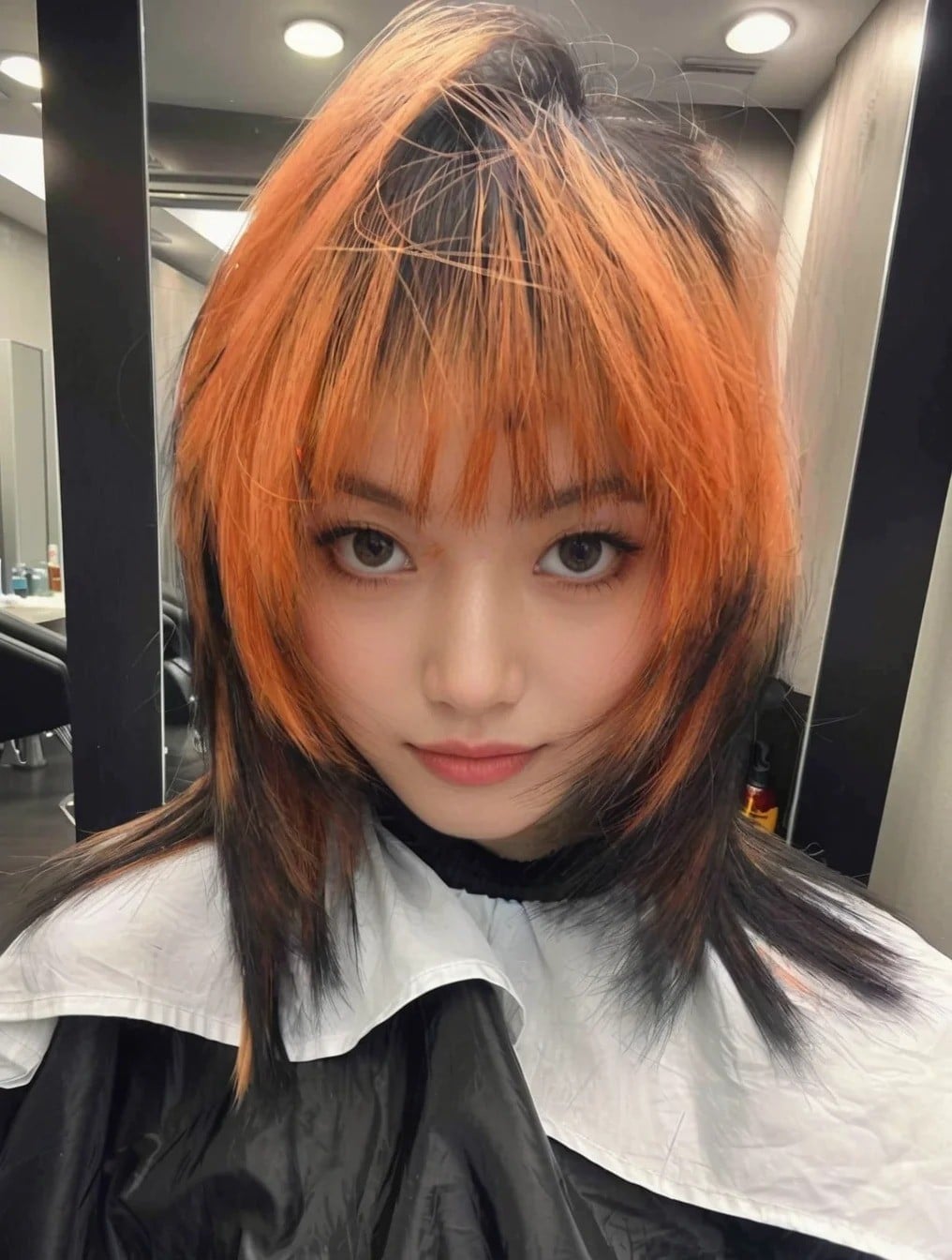 Kiểu tóc Shag nhuộm nhúng màu cam cháy