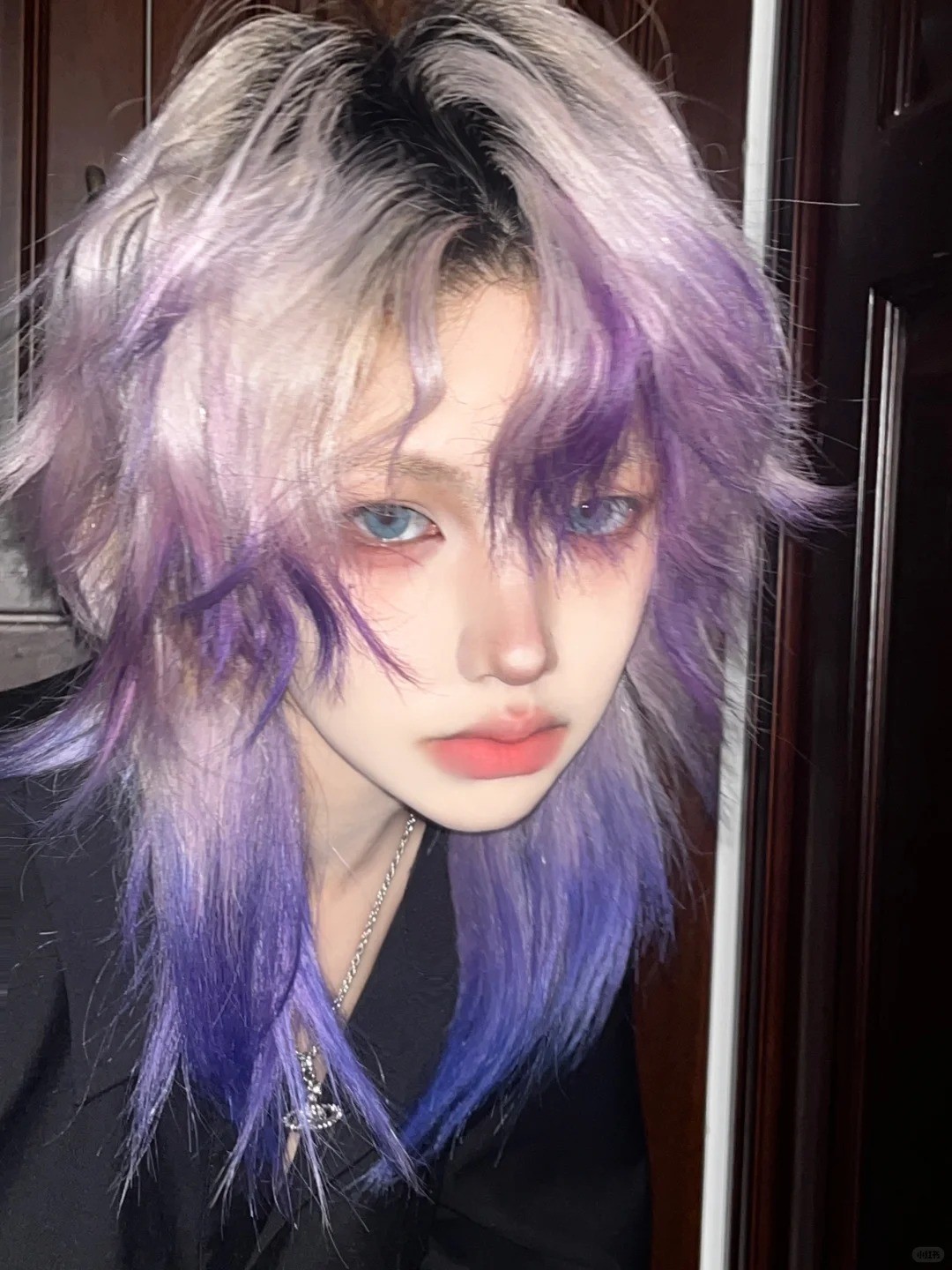 Kiểu tóc Mullet nhuộm nhúng màu tím Lavender