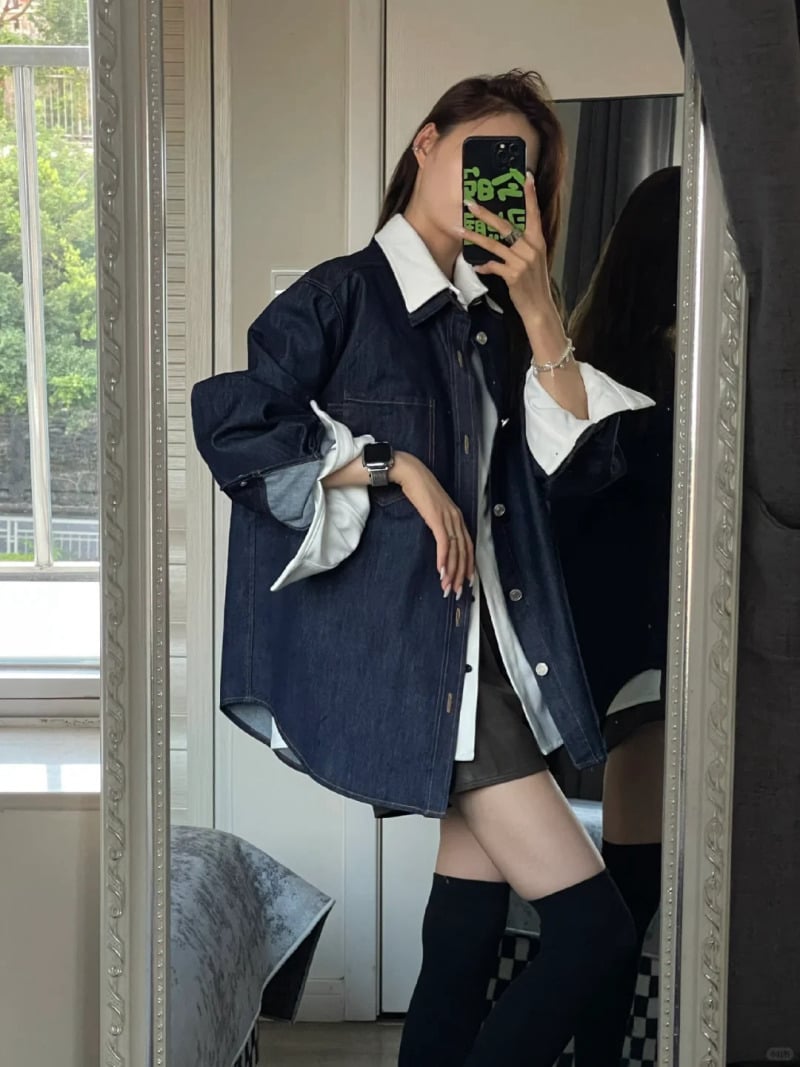 style áo sơ mi khoác ngoài