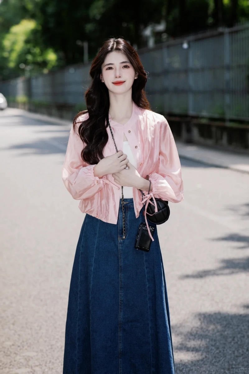 phối đồ với chân váy jean dài