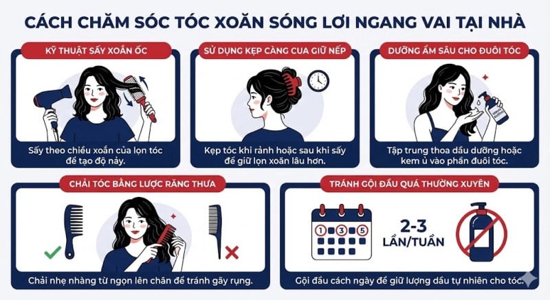 tóc xoăn sóng lơi ngang vai