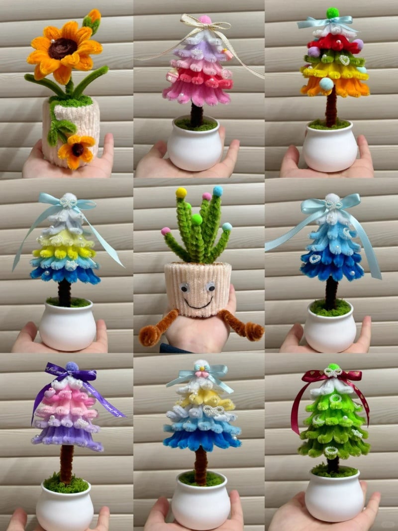 cách làm cây thông noel bằng kẽm nhung