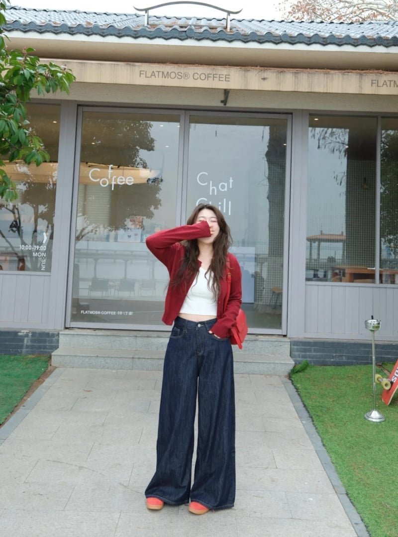 cách phối đồ với quần ống rộng cho người béo