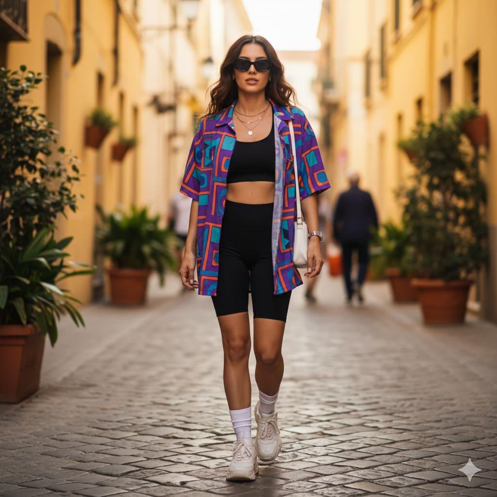 Phong cách Athleisure cùng quần biker short