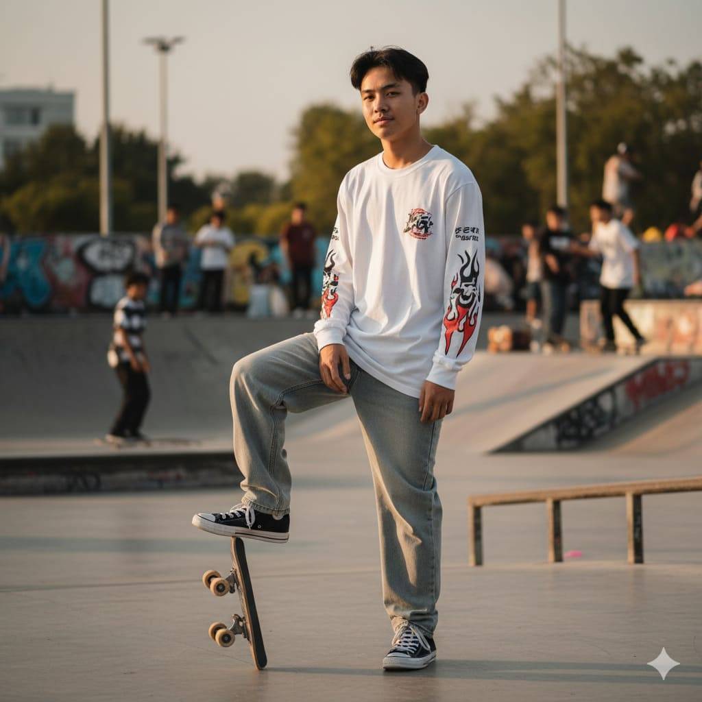 Áo thun tay dài và Quần Baggy