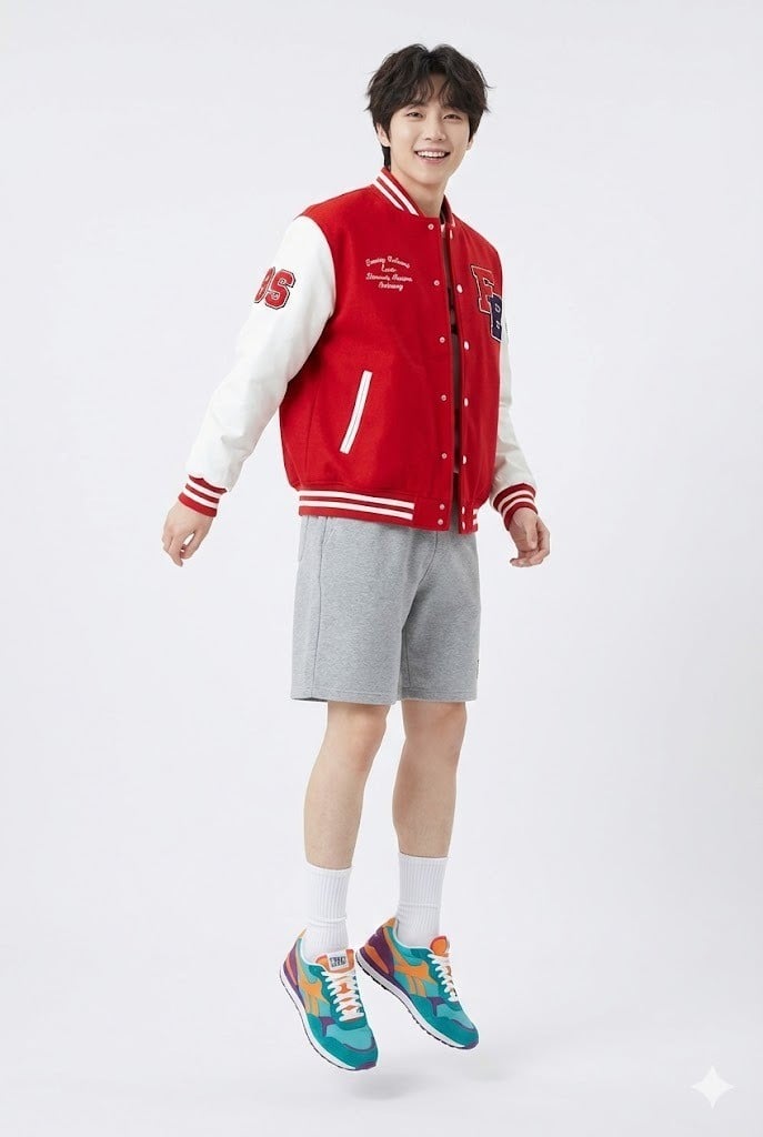 Phối áo bomber với quần short nỉ và tất cao cổ