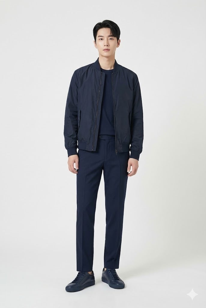 Phối áo bomber theo phong cách Monochrome