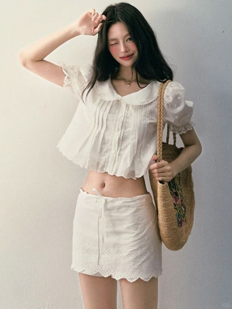 phối đồ với áo tay phồng