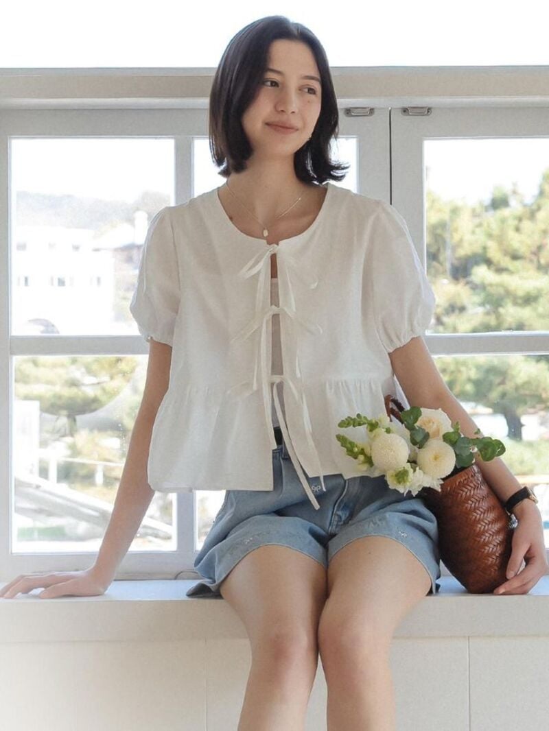 phối đồ với áo tay phồng