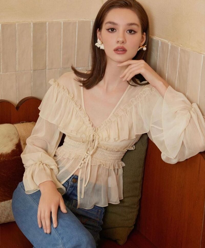 phối đồ với áo tay phồng