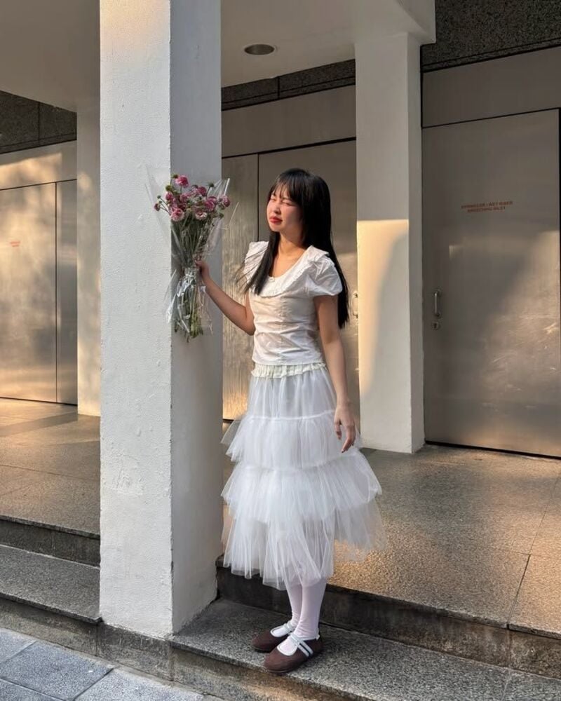 phối đồ với áo tay phồng