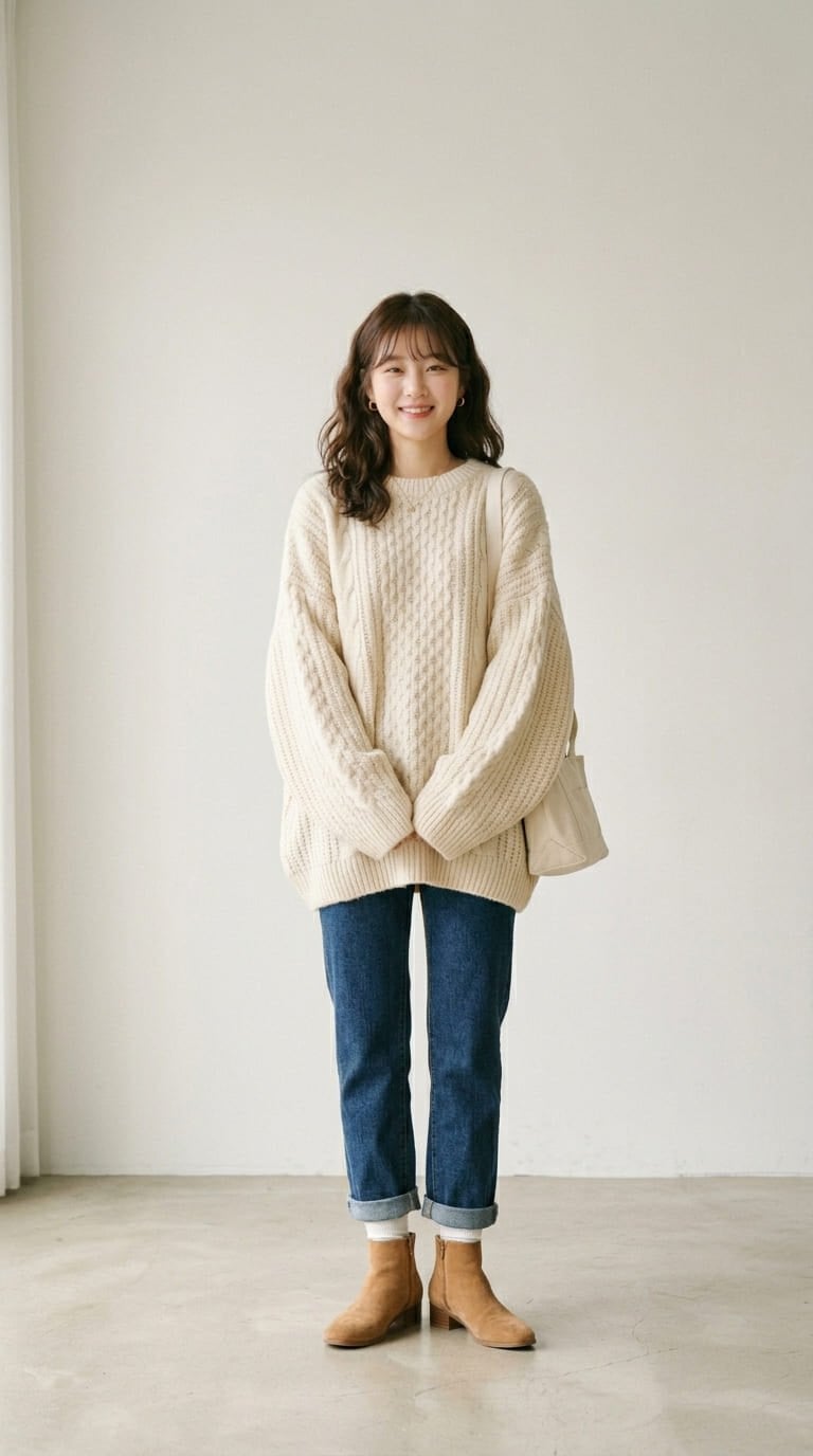 Boot cổ thấp + áo len oversize