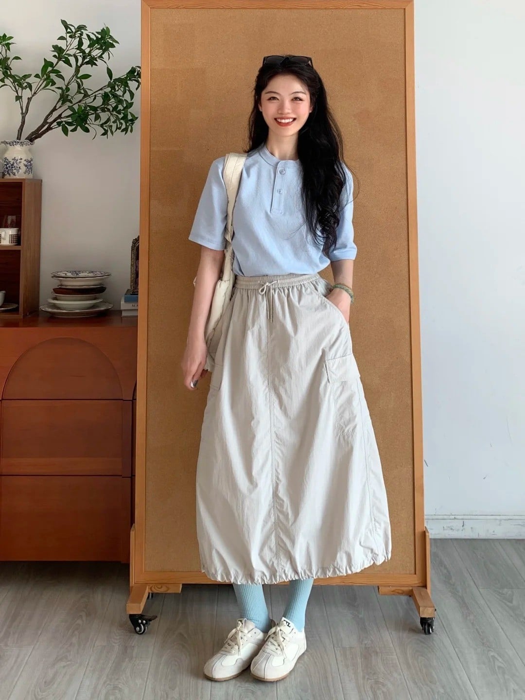 phối đồ với chân váy túi hộ