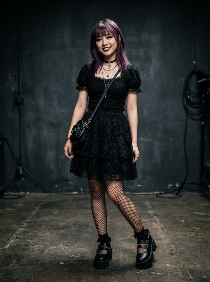 Phối giày Lolita với trang phục phong cách Gothcore