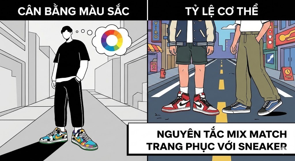 Nguyên tắc khi mix match trang phục với Sneaker