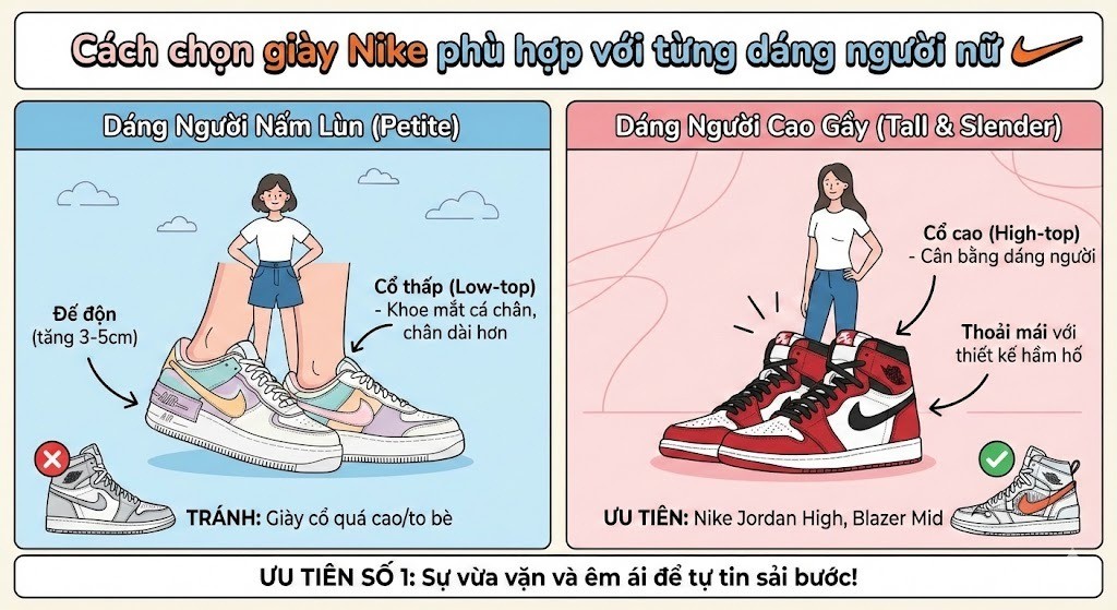 Cách chọn giày Nike phù hợp với từng dáng người