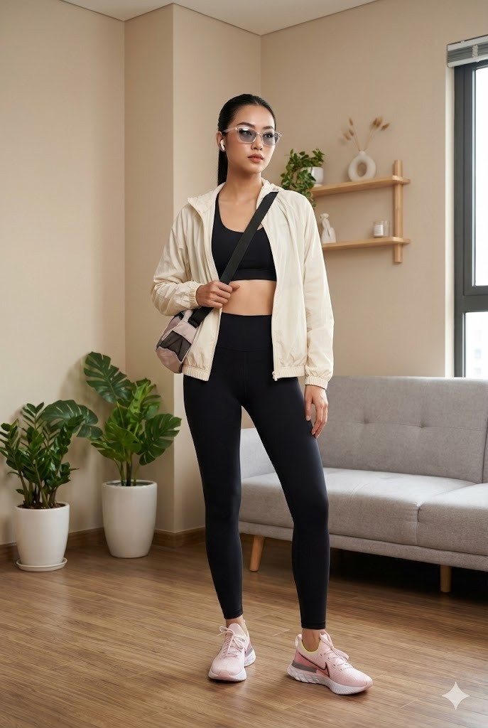 Phong cách Athleisure với bộ đồ tập Sporty