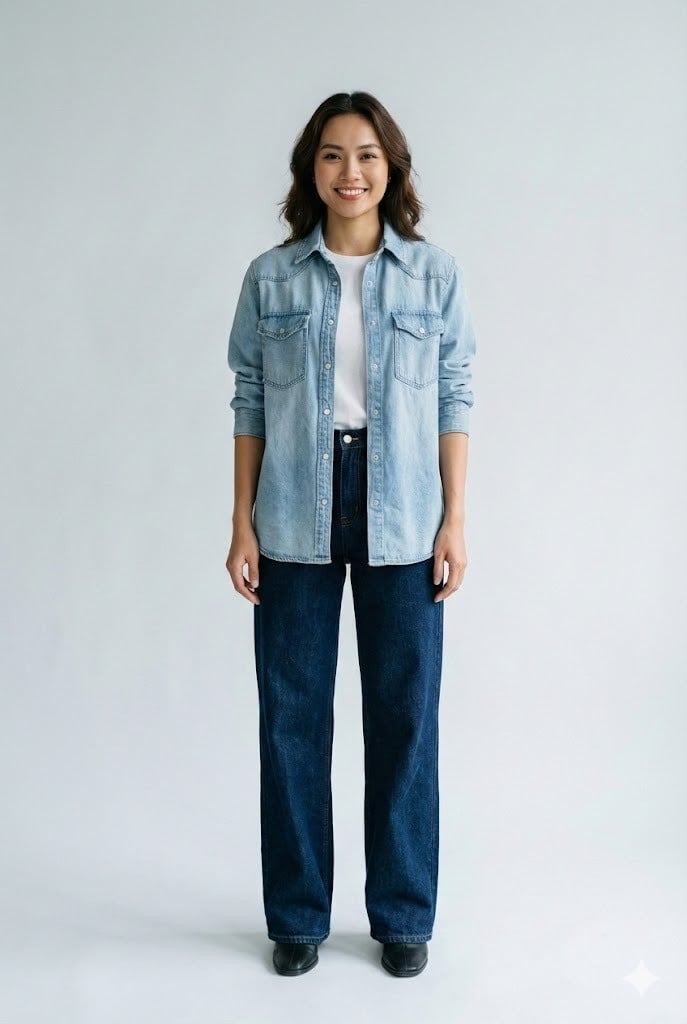 Phá cách với phong cách Double Denim
