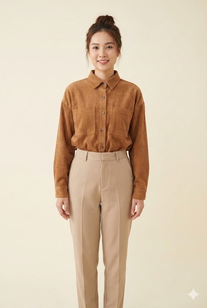 Biến tấu Shacket thành áo sơ mi sơ vin