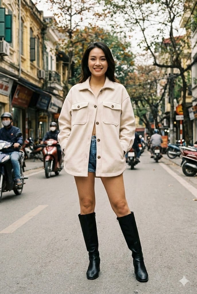 Shacket Oversized và Boots cao cổ