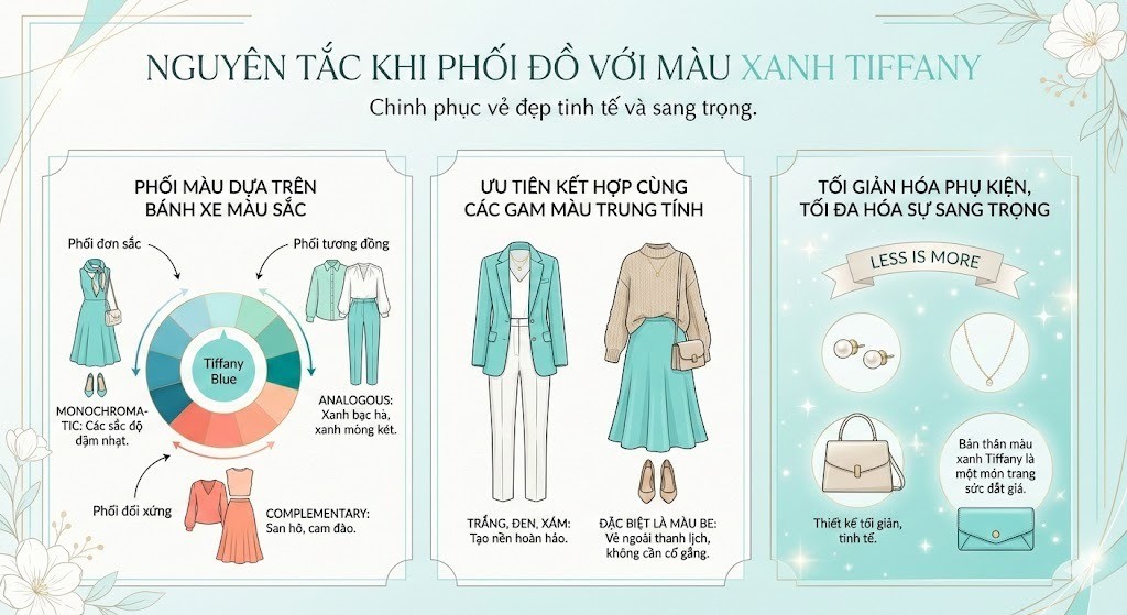 Nguyên tắc khi phối đồ với màu xanh Tiffany