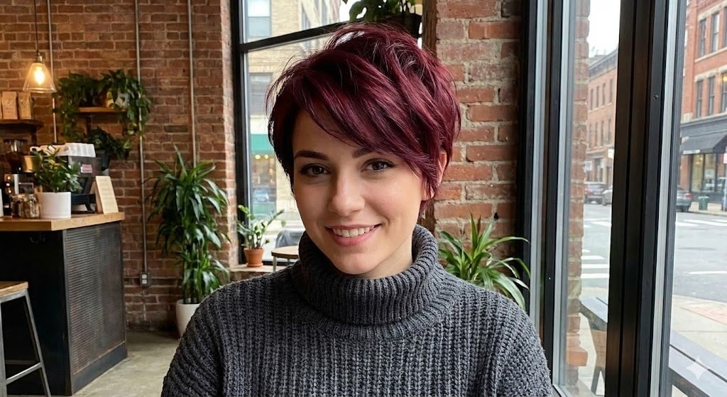 Tóc màu đỏ rượu cho tóc ngắn pixie