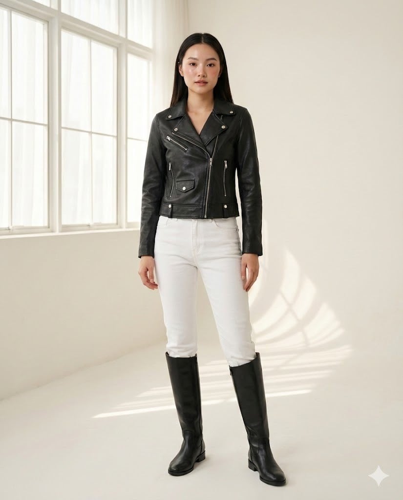 9. Dịu dàng với chân váy xếp ly và áo len cổ lọ