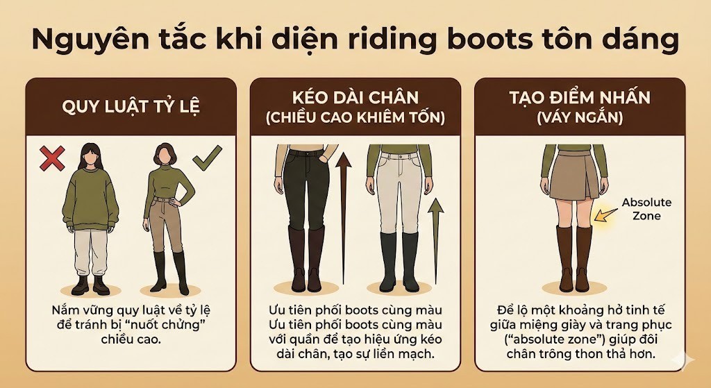 Nguyên tắc khi diện riding boots tôn dáng