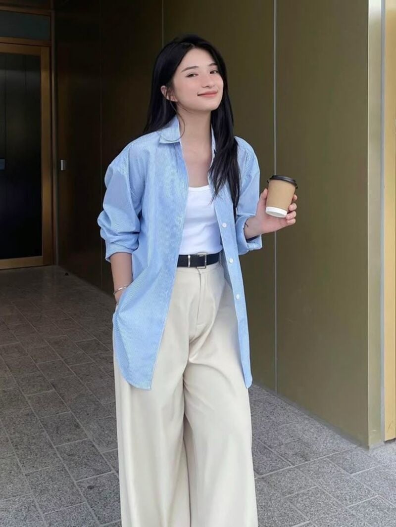 phối đồ với sơ mi xanh
