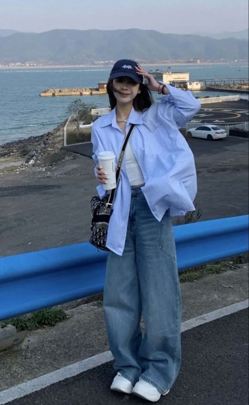 phối đồ với sơ mi xanh