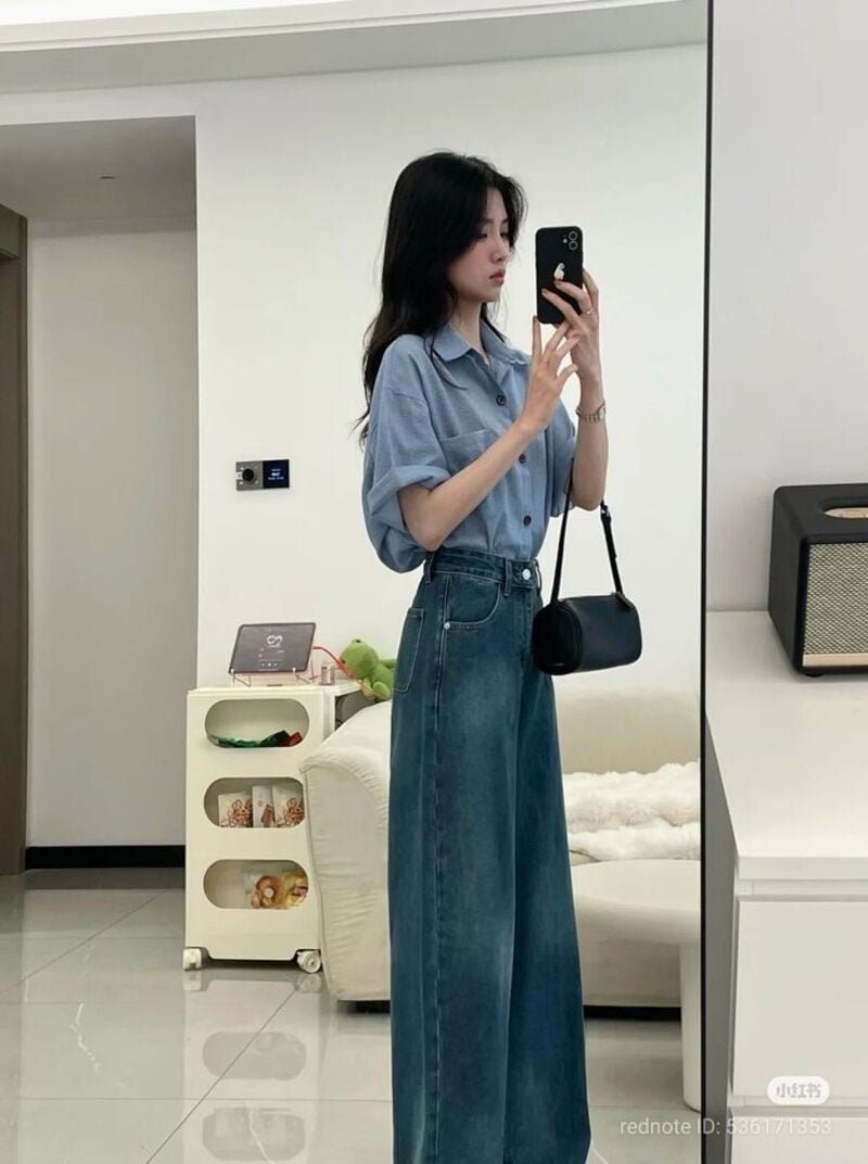 phối đồ với sơ mi xanh